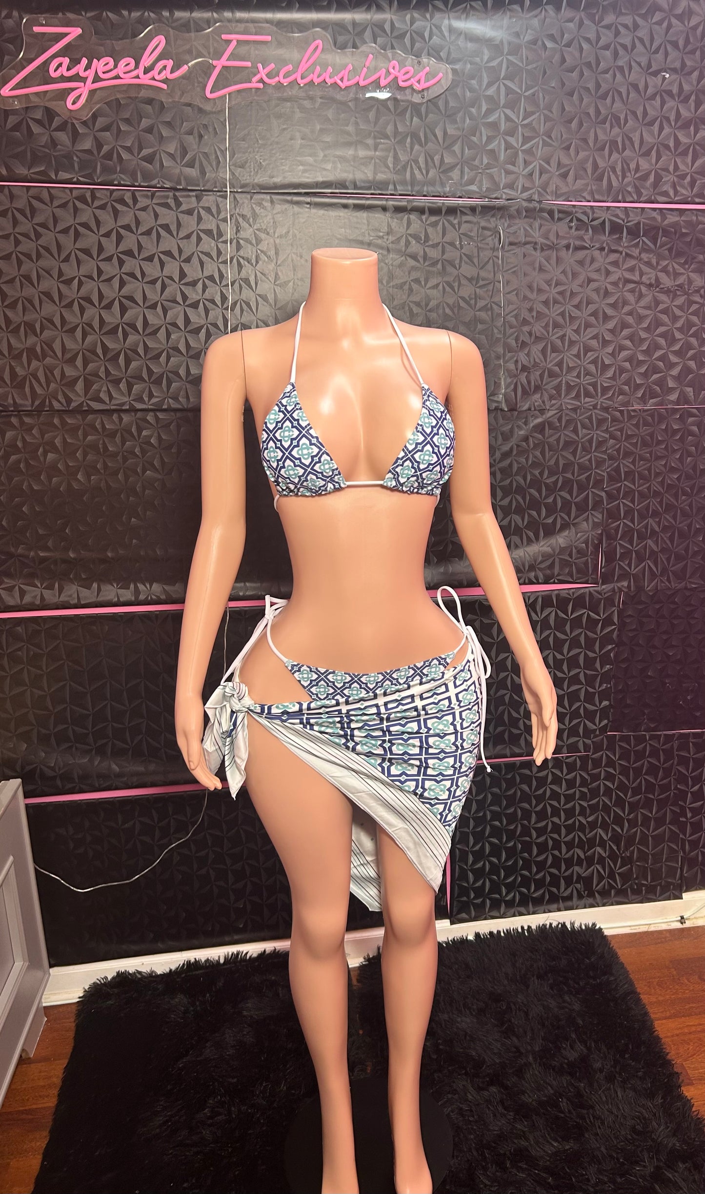 Sapphire Goddess 2 Piece Bikini Set W/ Wrap