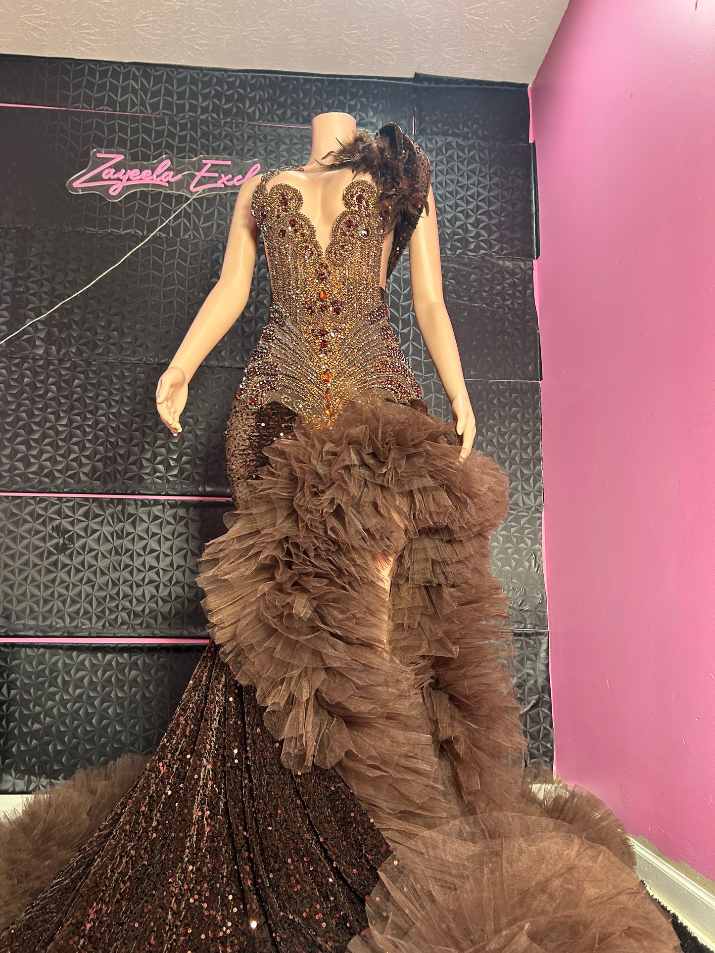 Brown prom dress